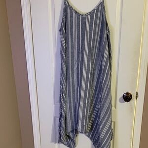 Time and Tru Blue and White Asymmetrical Dress